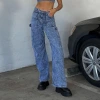 Fashionable women's wear, Instagram hot girl, street retro distressed pocket clear line jeans details Picture